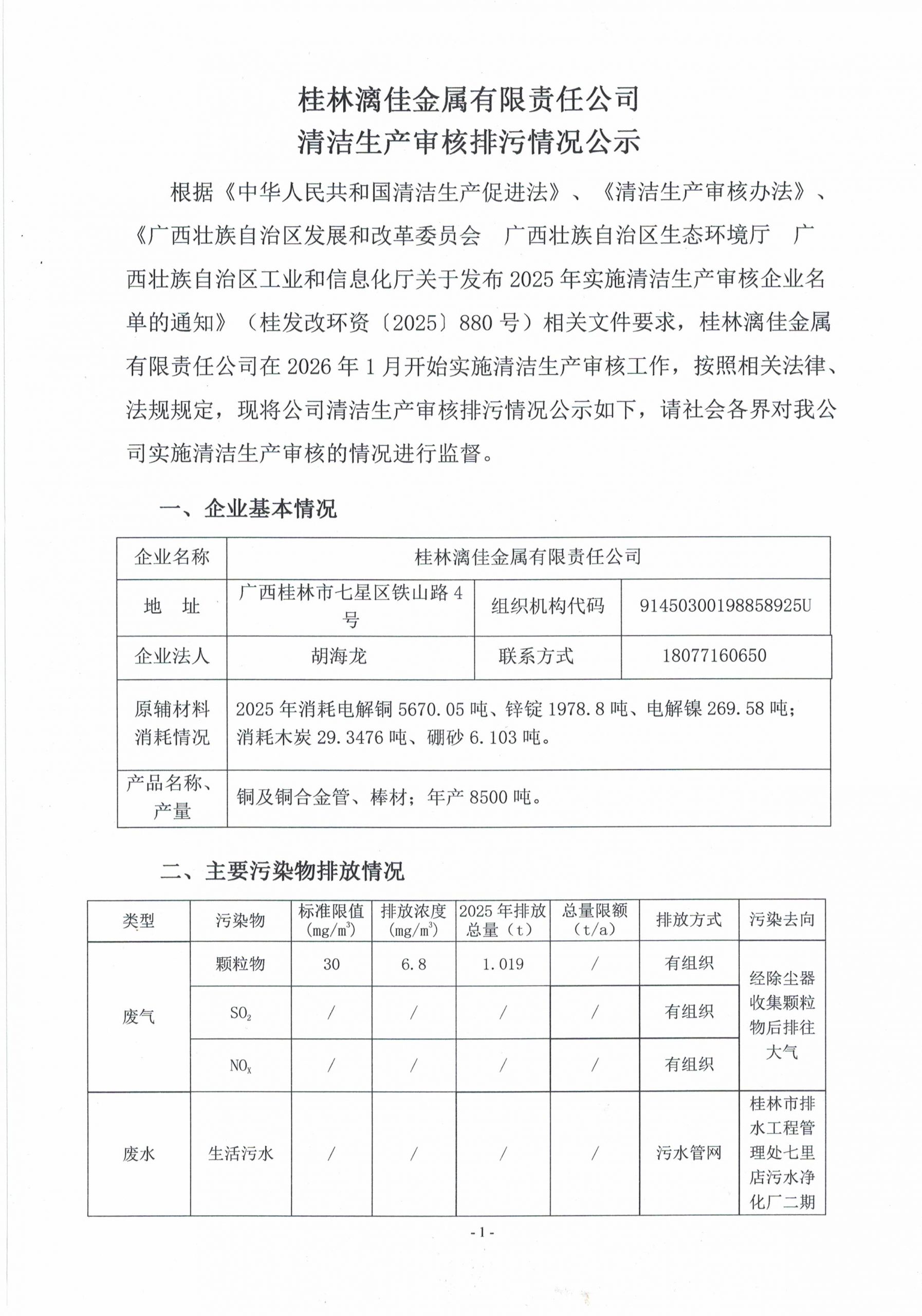 白银开云kaiyun电竞金属有限责任公司清洁出产审核排污情况公示